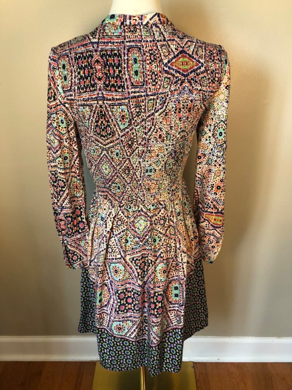 Maeve Anthropologie Tiled Amethyst Smocked Dress Boho Cottagecore Size XS - Picture 3 of 12